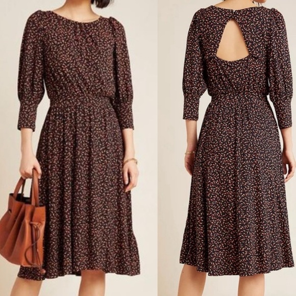 Anthropologie Dresses & Skirts - Anthropologie Maeve Chatham Geo Print Jersey Knit Midi Dress Cutout Back Sz M